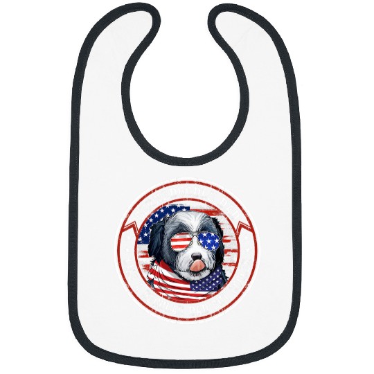 Bernedoodle Pet American Flag 4th of July Bernedoodle Dad Like a Regular Dad Bibs