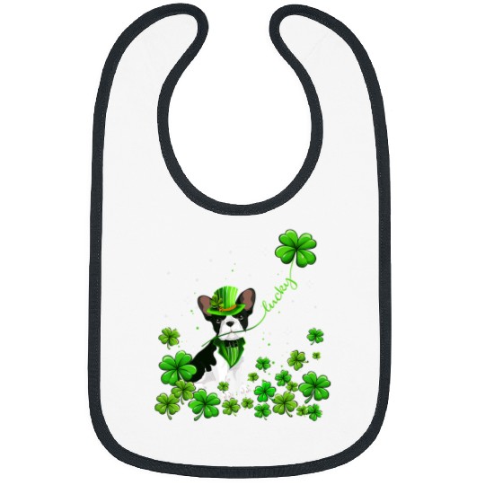 French Bulldog Pet Frenchie Dog Dog Irish Green Shamrock Clover St Patricks Bibs