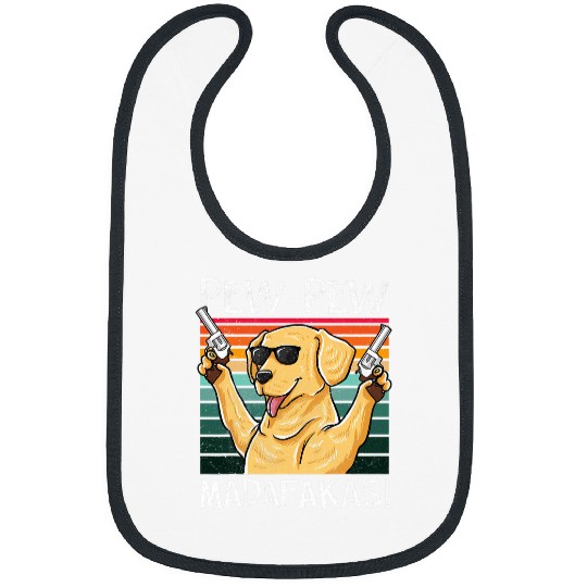 Labrador Pet Pew Pew Dog vintages Retro Sunset Dogs Guns Nerd Bibs