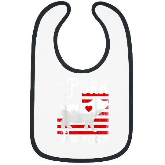 Discover The Pork Whisperer Funny USA Flag Pig Farming Print Bibs