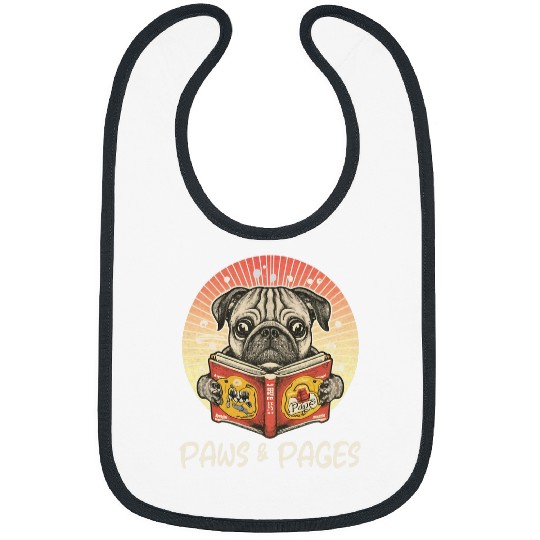 Paws and pages weird looking Pug Bibs