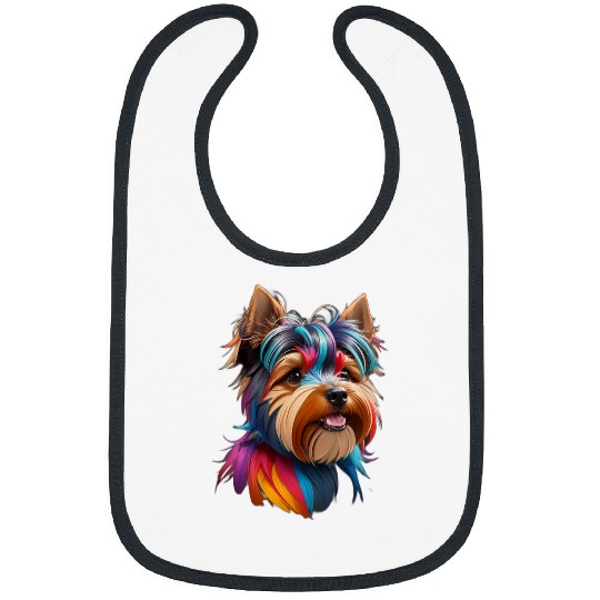 Colorful Yorkie Yorkshire Terrier Lover Dog Graphic Bibs