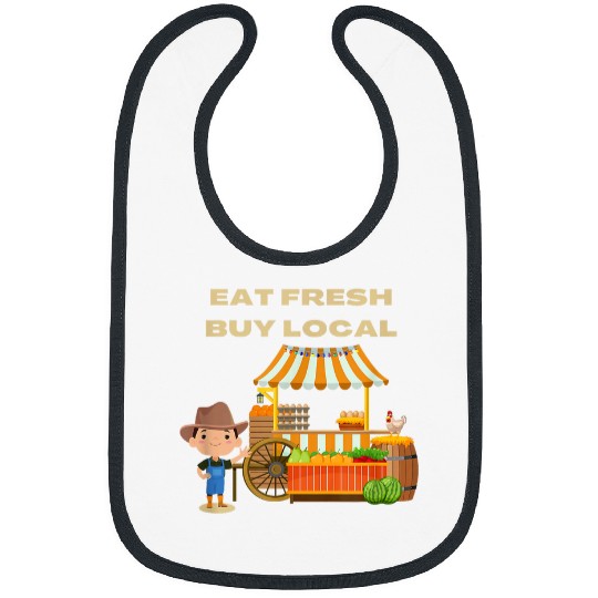 Farmers Market Boy Eat Fresh Buy Local Produce Bibs