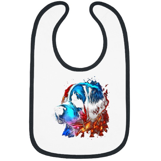 Saint Bernard Flames Cute Dog Lover Bibs
