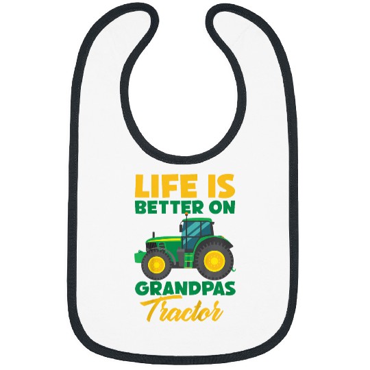 Kids Young Farmer Funny Tractor Boy On Grandpas Tractor Bibs