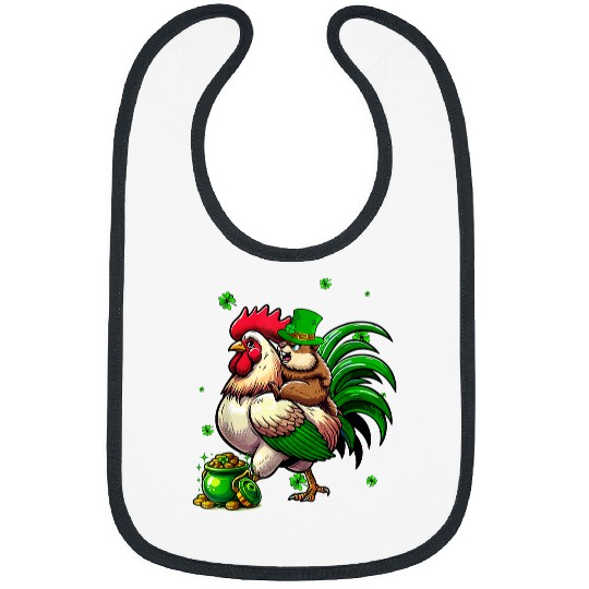 Groundhog Riding Chicken Clovers Lucky Patricks Day Coin Bibs