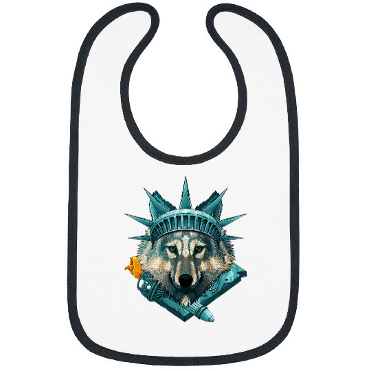 Coyote Mammal Statue Of Liberty wolfs 4th Of July Animal USA America Bibs