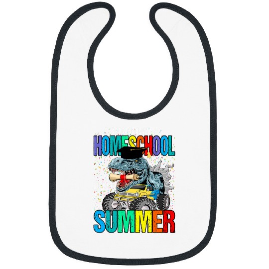 Dinosaur Pet Goodbye Homeschool Hello Summer Monster Truck Bibs