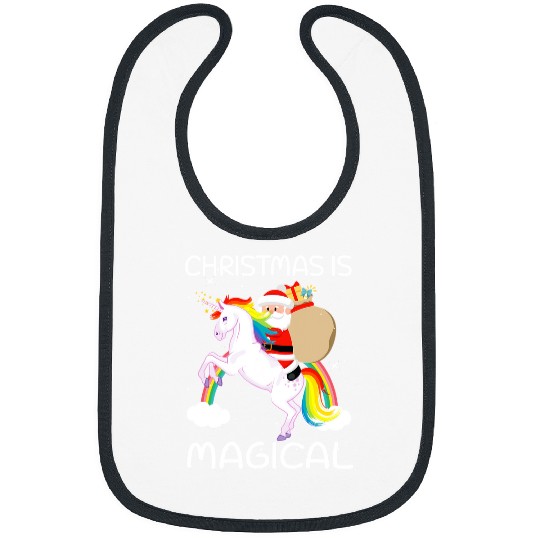 Unicorn Pet Christmas Is Magical Santa Riding Unicorn Rainbow xmass Funny 8 Bibs