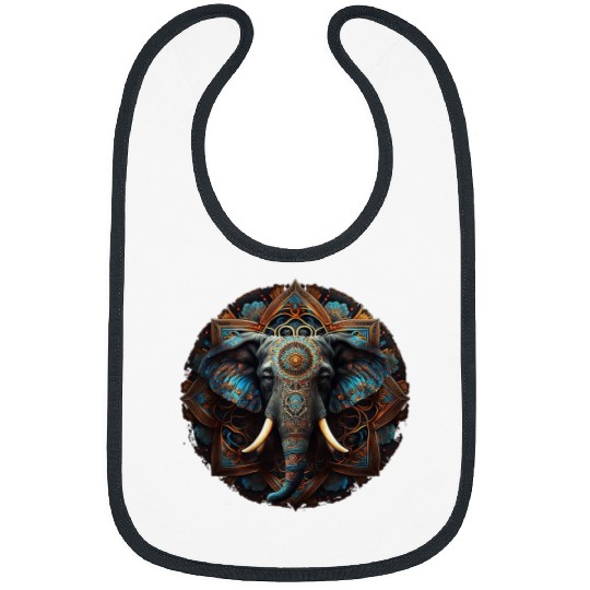 Elephant Mammal Art Mandala Animal Print Elephant Motif Bibs