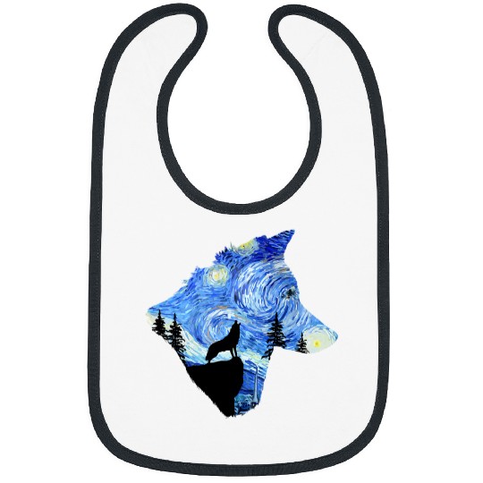 Coyote Mammal Starry Night wolfs by Vincent van Gogh Famous Painting Bibs