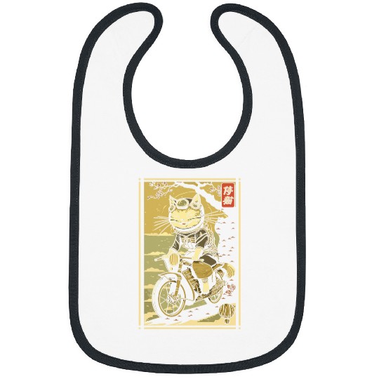 Japanese Samurai Cat on Motorcycle Kawaii Ninja Cat 21 Bibs