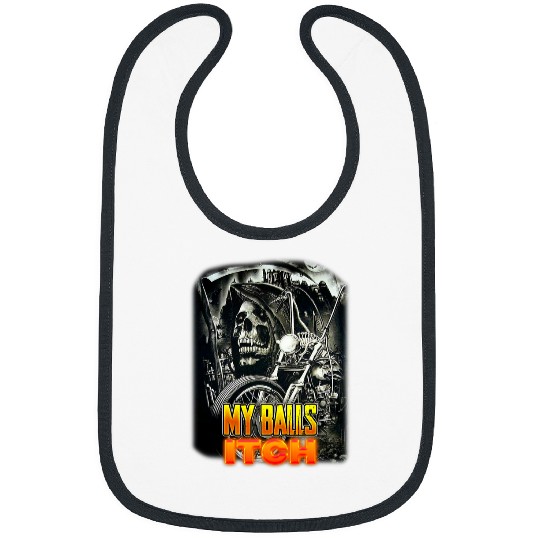 MY BALLS ITCH GRIM REAPER DEATH Skeletons MOTORCYCLE 2 Bibs