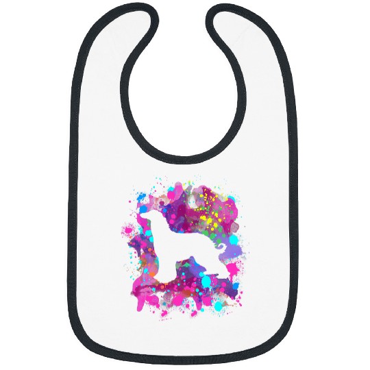 Afghan Hound Dog Lover Pet Pink Watercolor Silhouette Art Bibs