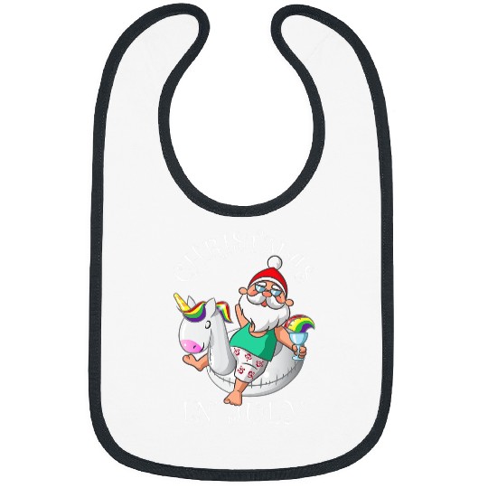 Unicorn Pet Christmas in July Hawaiian Funny Santa Unicorn Summer Hawaii Bibs
