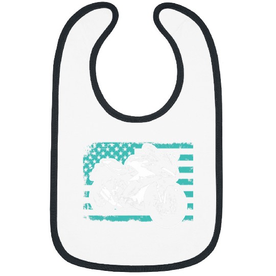 Motorcycle with US American Flag Fourth 4th of July 215 Bibs