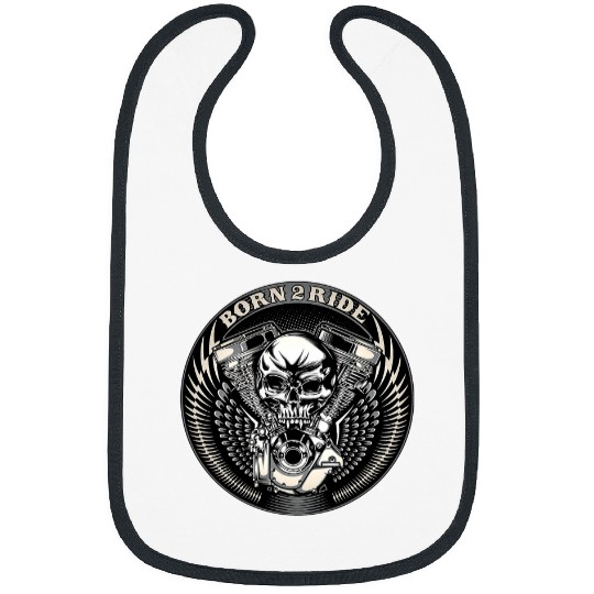 Biker Motorcycle 2 Cylinder Old School Born 2 Ride Greaser Bibs