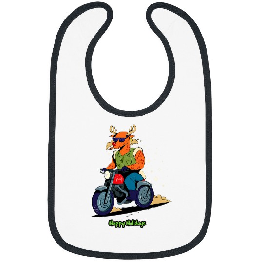 Happy Holidays Funny Christmas Motorcycle Biker Rudolph Bibs