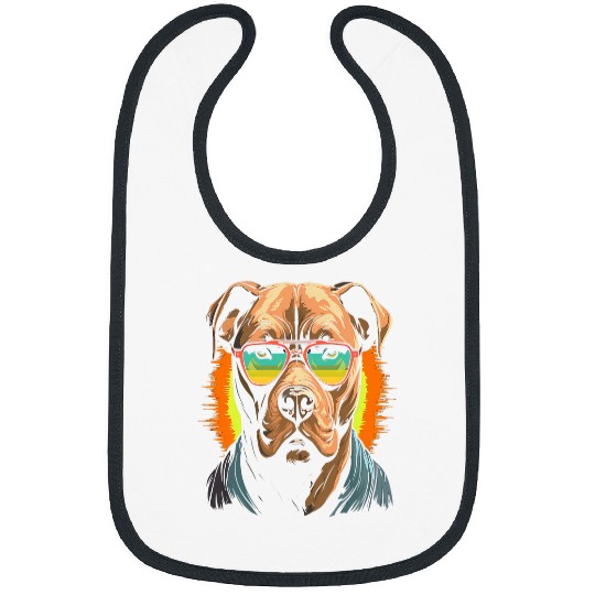 Pitbull Pet Tough Cool Neon Pitbull Puppy Love Dog wearing Sun Glasses 3 Bibs