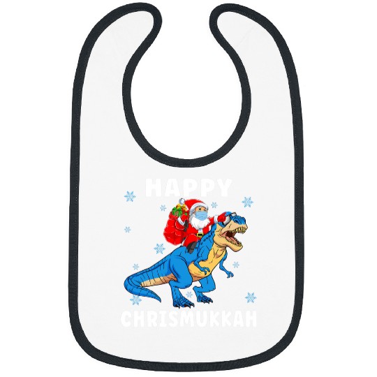Dinosaur Pet Santa T rexs Dinosaur Happy Chrismukkah Hanukkah Christmas Bibs