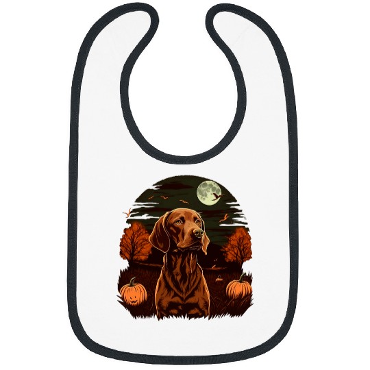 Pumpkin Vizsla costume on Vizsla Halloween Bibs