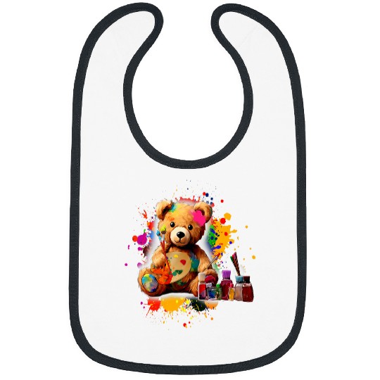 Watercolor Bear Artist Painter Paint Brush Palette Painting Bibs