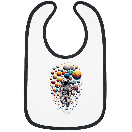 Astronaut Holding Planet Balloons Space Moon Mars Planets 7 Bibs