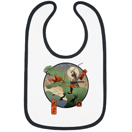 Dinosaur Pet Samurai Riding Dinosaur vintages Graphic Art Bibs