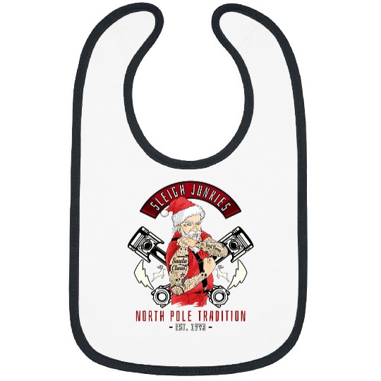 SLEIGH JUNKIES NORTH POLE TRADITION Motorcycle Santa Bibs