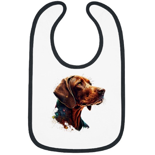 Outer Space Vizsla on Galaxy Astronaut Vizsla Bibs