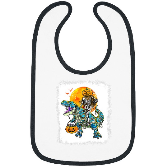 Dinosaur Pet Bleached Halloween Dinosaur Spooky Saurus Halloween Kids Bibs
