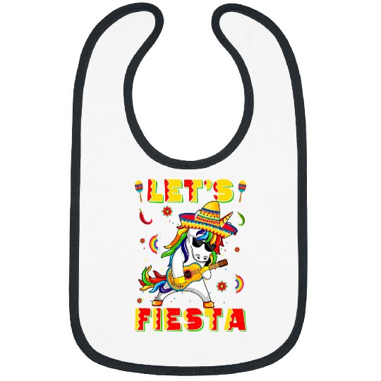 Unicorn Pet Cinco De Mayo Party Lets Fiesta Dancing Mexican Unicorn Girl 3 Bibs