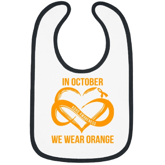 ADHD Ribbon In October We Wear Orange for ADHD Awareness Bibs