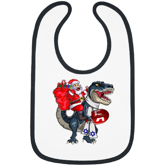 Dinosaur Pet Santa Riding Dinosaur T rexs Jewish xmass Hanukkah Dreidel 1 Bibs