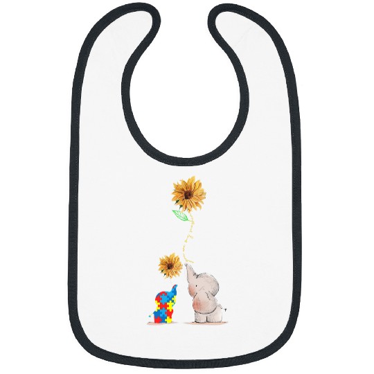 Elephant Mammal Autistic Design You Are My Sunshine Autism Awareness Sunflower Bibs
