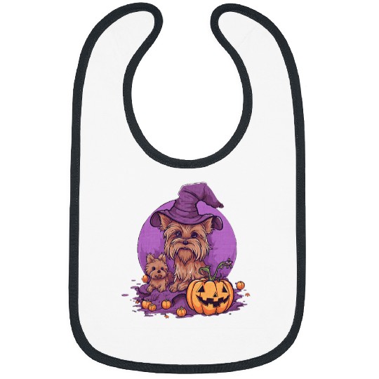 Pumpkin Yorkshire Terrier Dog October Fall Halloween Graphic Bibs