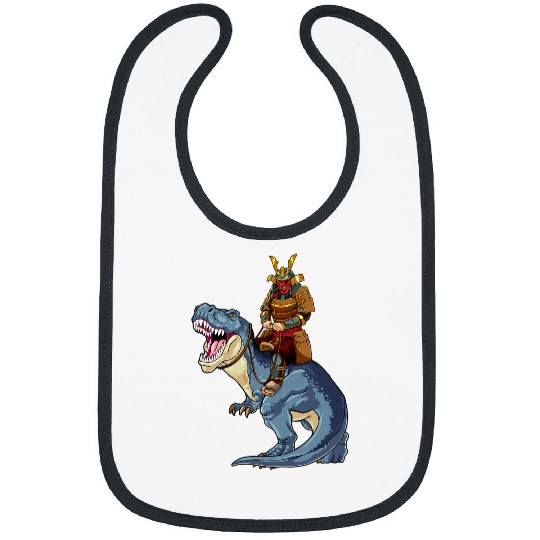 Dinosaur Pet Samurai Riding TRex Dinosaur Japanese Medieval Ronin Bibs