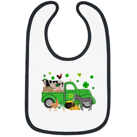 Farm Animals On Farm Truck Farmer Shamrock St  Patricks Day Bibs