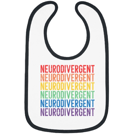ADHD Ribbon Neurodivergent Neurodiversity Rainbow ADHD ASD Awareness 21 Bibs