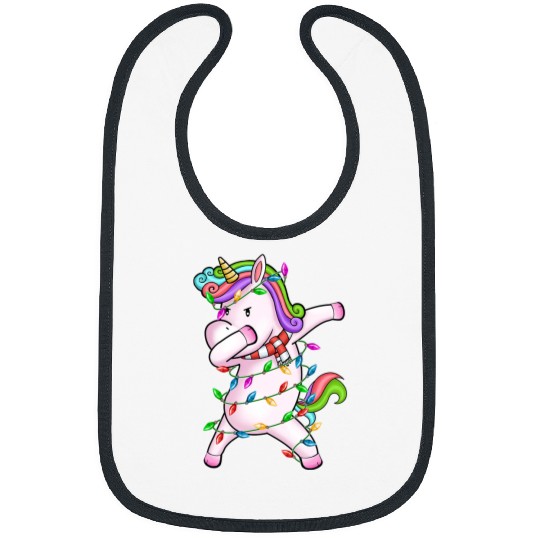 Unicorn Pet Christmas Unicorn  Christmas Tree Lights Adults Kids Bibs