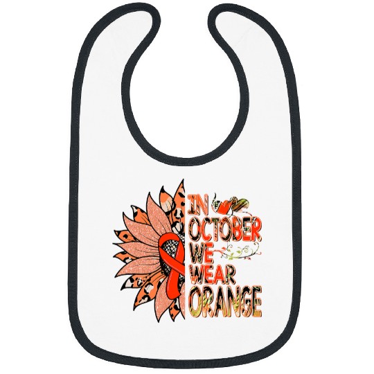 ADHD Ribbon Leopard Sunflower ADHD Awareness Orange Ribbon October Bibs