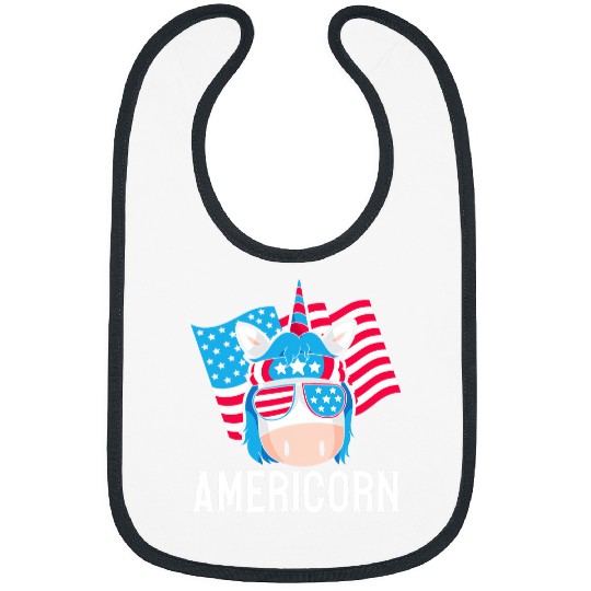Unicorn Pet Americorn American Unicorn Rainbow Magical Fourth Of July 2 Bibs