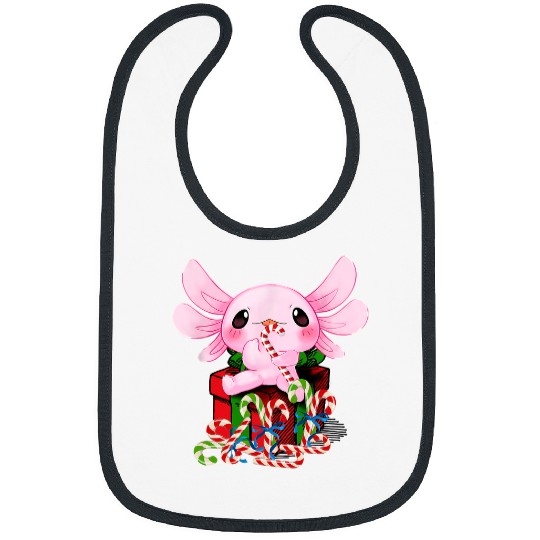 Axolotls Pet Candy Cane Merry and Bright Axolotls Kawaii Candy Costume 203 Bibs