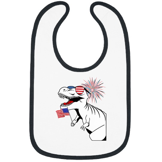 Dinosaur Pet 4th Of July American Pride TRex USA Patriotism Fireworks Bibs