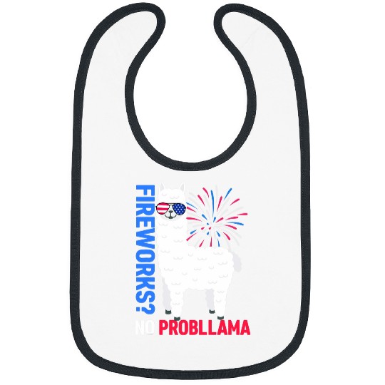Llama Pet Fireworks No Probllama Funny Llama th of July Women Bibs