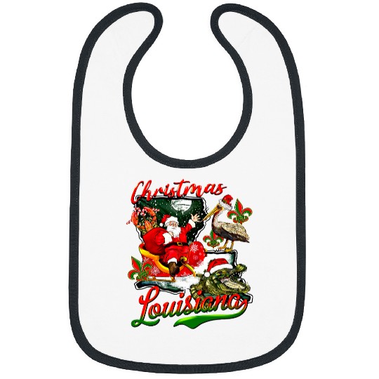 Alligator Pet Crawfishs Funny Christmas In Louisiana Crawfish Crocodile Pelican xmass 1 Bibs