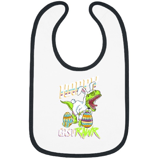 Dinosaur Pet Kids Happy Eastrawr Cute Trex Dinosaur Easter Bunny Egg Hunt Bibs