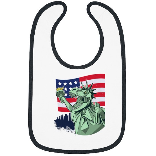 Dinosaur Pet 4th july American TRex Statue of Liberty Independence Day Bibs