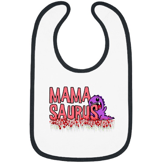 Dinosaur Pet Mamasaurus Mothersday Comic TRex with Flowers Bibs