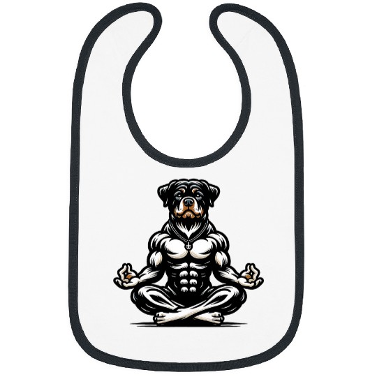 Rottweiler Dog Yoga Meditating Puppy Lover Lotus Pose Bibs